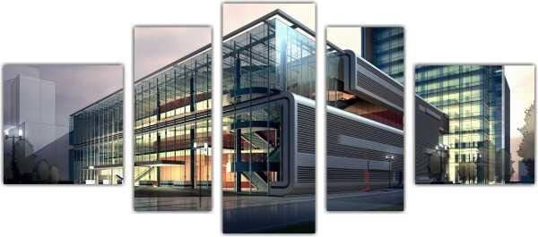 Quadro Decorativo Arquitetura Engenharia Civil Contruções Salas Interiores Mosaico 5 Peças - 1