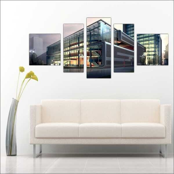 Quadro Decorativo Arquitetura Engenharia Civil Contruções Salas Interiores Mosaico 5 Peças - 2