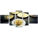 Ver imagem 5 de Quadro Decorativo Dinheiro Finanças Comercial Salas Interiores Mosaico 5 Peças Com Moldura