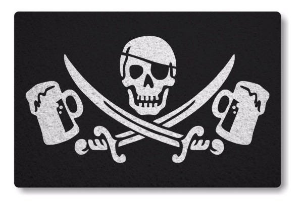 Tapete Capacho Limpe Sim Personalizado 80x40 Caveira Pirata Bier Drink Divertido - 2