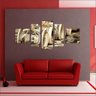 Quadro Decorativo Dinheiro Finanças Comercial Salas Interiores Mosaico 5 Peças Com Moldura - 5