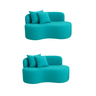 Kit 02 Sofá Decorativo Curvo Orgânico Nature Gaia Veludo Veludo Azul Turquesa - Montanaris Decor - 1