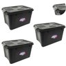 Kit com 3 Caixas Organizadoras Multiuso 30 Litros com Tampa na Cor Preta - 1