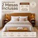 Ver imagem 2 de Cabeceira Siena Flex Casal Queen Ripada e 2 Mesas Cabeceira:Ripado / Naturalle