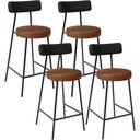 Ver imagem 1 de Kit 04 Banquetas Baixa Cozinha Sala Jantar Bancada Milão L02 Couríssimo Preto Brilho Couríssimo Marr