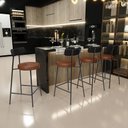 Ver imagem 2 de Kit 04 Banquetas Baixa Cozinha Sala Jantar Bancada Milão L02 Couríssimo Preto Brilho Couríssimo Marr