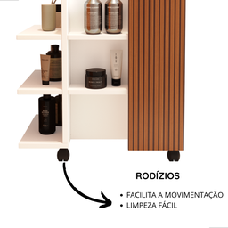Armário Gabinete de Banheiro Classic para Pia de Coluna - Jm3 Móveis:branco/ripado - 4