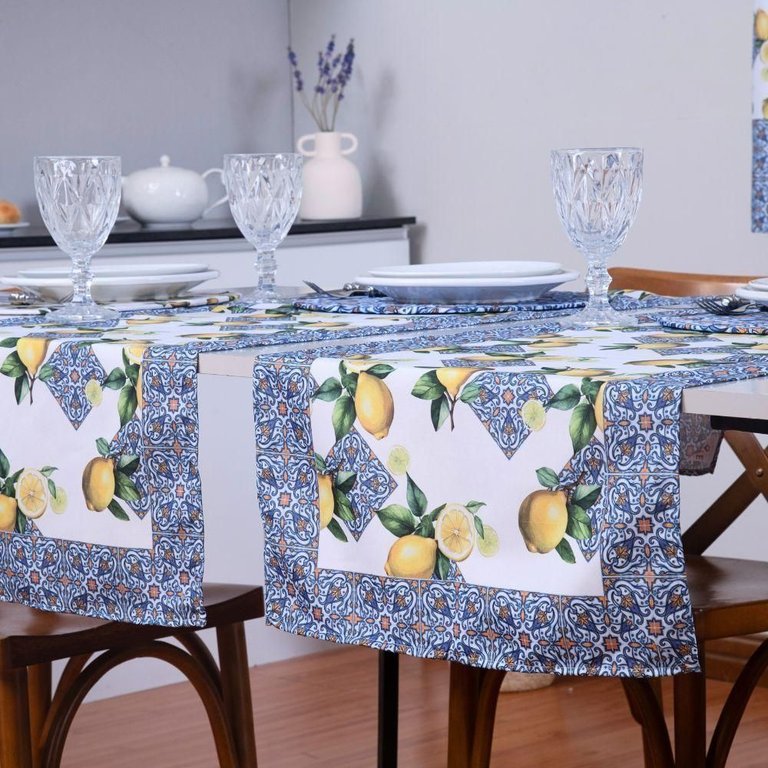 Caminho de Mesa Estampado Allegra 1 Peça 1,25m X 43cm 100% Poliéster - Limão Caminho de Mesa Estampado Allegra 1 Peça 1,25m X 43cm 100% Poliéster - Limão