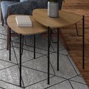 Ver imagem 2 de Mesa Lateral para Sala de Estar Baixa Pés Industrial Preto Alef I03 Louro - Lyam Decor