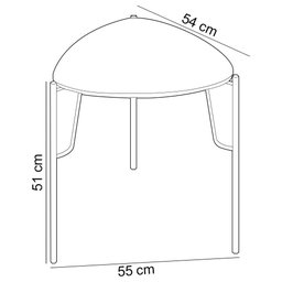 Mesa Lateral para Sala de Estar Baixa Pés Industrial Preto Alef I03 Louro - Lyam Decor - 4