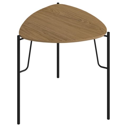 Mesa Lateral para Sala de Estar Baixa Pés Industrial Preto Alef I03 Louro - Lyam Decor
