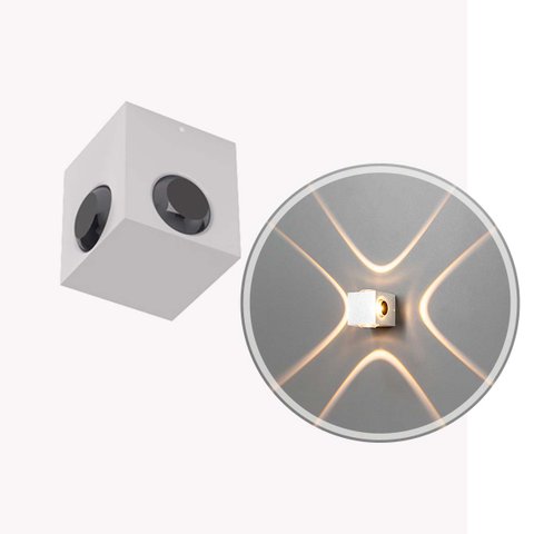 Arandela Arc 4 Fachos Branco Alumínio Externa Led 4w Br. Quente Opus St2960