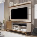 Ver imagem 1 de Rack com Painel Retrô para TV até 60 Polegadas MDF 136CMX133CM Pés em Madeira Maciça Malbec Wood