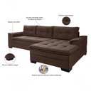 Ver imagem 3 de Sofá Viena Chaise Suede Fixo Pés Madeira Living Confortável Império Marrom 379