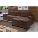 Ver imagem 1 de Sofá Viena Chaise Suede Fixo Pés Madeira Living Confortável Império Marrom 379