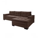 Ver imagem 5 de Sofá Viena Chaise Suede Fixo Pés Madeira Living Confortável Império Marrom 379