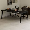 Ver imagem 2 de Mesa Reunião Escritório 6 Lugares 210x74cm Caixa de Tomadas e Pés Metal Industrial Executive Preto