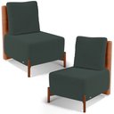 Ver imagem 1 de Kit 02 Poltronas Decorativas Sala Estar Living Hungria L02 Couríssimo Camel Suede Verde Musgo - Lyam