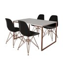 Ver imagem 6 de Mesa Industrial Base Ferro Cobre 137x90 Tampo Branco 4 Cadeiras Eiffel Ferro Cobre Assento Preto
