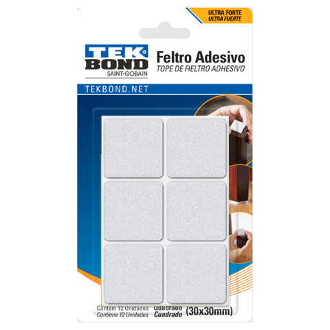 FELTRO QUADRADO 30MM BRANCO CART C/12 UN TEKBOND