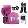 Kit Boxe Muay Thai Fheras New Trade Luva+Band+Bucal+Caneleira Free Rosa 012 - 3