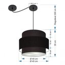 Ver imagem 7 de Lustre Sala de Jantar com Desvio Vivare Md-4398 Cúpula em Tecido 45cm Preto 127/220v