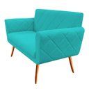 Ver imagem 1 de Namoradeira Decorativa Sabrina Suede Azul Tifany Pés Madeira Ms Decor