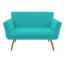 Ver imagem 2 de Namoradeira Decorativa Sabrina Suede Azul Tifany Pés Madeira Ms Decor