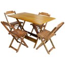 Ver imagem 2 de Kit 5 Jogos de Mesa Dobravel com 4 Cadeiras de Madeira 120x70 para Restaurante e Bar - Mel