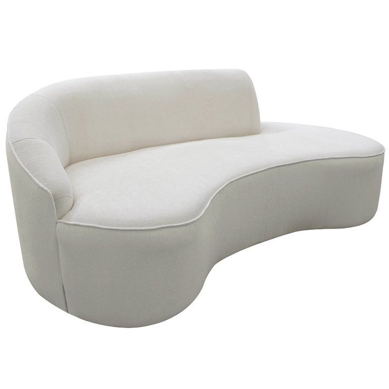 Sofá Curvo 2 Lugares 150cm Eron Braço Direito Bouclé Off White - Nexta Casa