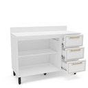 Ver imagem 3 de Balcão de Cozinha 120cm 2 Portas 3 Gavetas com Tampo Amara Branco Politorno Móveis