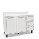 Ver imagem 4 de Balcão de Cozinha 120cm 2 Portas 3 Gavetas com Tampo Amara Branco Politorno Móveis