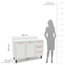 Ver imagem 2 de Balcão de Cozinha 120cm 2 Portas 3 Gavetas com Tampo Amara Branco Politorno Móveis
