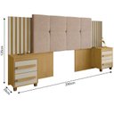 Ver imagem 3 de Cabeceira Casal Extensível com 2 Mesas de Apoio Ripado e Estofado Cinamomo com Off White Suíça - Rv