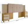 Cabeceira Casal Extensível com 2 Mesas de Apoio Ripado e Estofado Cinamomo com Off White Suíça - Rv - 3