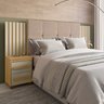 Cabeceira Casal Extensível com 2 Mesas de Apoio Ripado e Estofado Cinamomo com Off White Suíça - Rv - 1