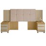Cabeceira Casal Extensível com 2 Mesas de Apoio Ripado e Estofado Cinamomo com Off White Suíça - Rv - 2