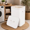 Ver imagem 2 de Cesto de Bambu com Alças e Tampa 70l- Branco