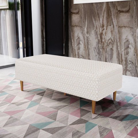 Puff Decorativos Sala de Estar Bali W01 Pés Palito 120x50cm Bouclê Cru - Lyam Decor
