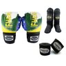 Kit Boxe Muay Thai Fheras New Top Luva+Band+Caneleira Free Bandeira Brasil 010 - 1