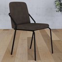 Ver imagem 2 de Cadeira Estofada para Sala de Jantar Loft Preto C01 Bouclê Marrom - Lyam Decor