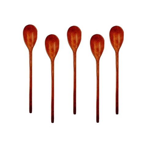 Kit 5 Peças Colher de Pau Madeira Modelo Índio 44 Cm
