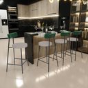 Ver imagem 2 de Banqueta Baixa Cozinha Sala Jantar Bancada Milão L02 Facto Verde Musgo Linho Bege - lyam decor