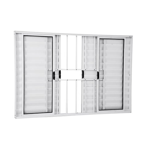 Veneziana 6 Folhas 1,00 X 1,20 Com Grade Alumínio Branco