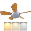 Ver imagem 2 de Ventilador Lampada E27 Helice Madeira Controle Remoto Iluminaçao Ajustavel 2 em 1 Verao Calor Sala Q