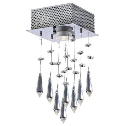 Plafon Sobrepor de Cristais Quadrado Thunder 1 Lâmpada Bronzearte