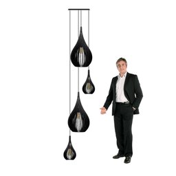 Lustre Pendente para Sala Pé Direito Duplo Sp-drop Preto - 4