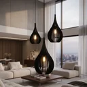 Ver imagem 3 de Lustre Pendente para Sala Pé Direito Duplo Sp-Drop Preto