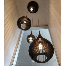 Lustre Pendente para Sala Pé Direito Duplo Sp-drop Preto - 2