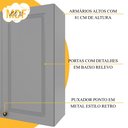 Ver imagem 7 de Cozinha Modulada 6 Peças 1 Cristaleira com Vidro 2 Balcão com Tampo 3 Aéreos 100% MDF com Rodapé Bari Cinza/Titânio Fosco